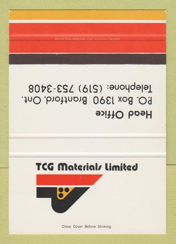 Matchbook Cover - TCG Materials Limited Brantford ON SAMPLE 40 Strike