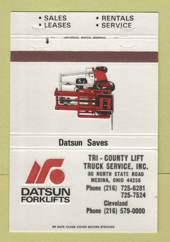 Matchbook Cover - Datsun Forklifts Medina OH 40 Strike