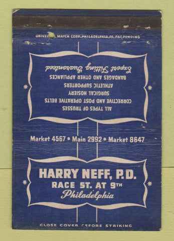 Matchbook Cover - Harry Neff Medical Supply Philadelphia PA WEAR 40 Strike