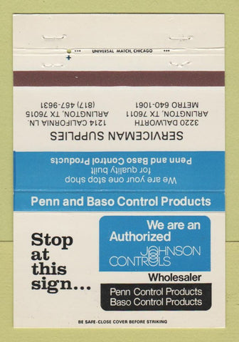 Matchbook Cover - Johnson Controls Arlington TX Penn Baso 40 Strike