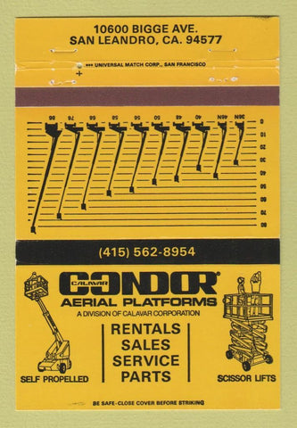 Matchbook Cover - Condor Lifts San Leandro CA 40 Strike