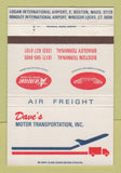 Matchbook Cover - Dave's Motor Transporation Trucking East Boston MA 40 Strike