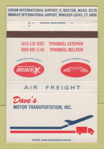 Matchbook Cover - Dave's Motor Transporation Trucking East Boston MA 40 Strike