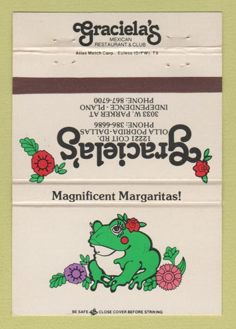 Matchbook Cover - Graciela's Mexican Restaurant Plano Dallas TX WEAR 40 Strike