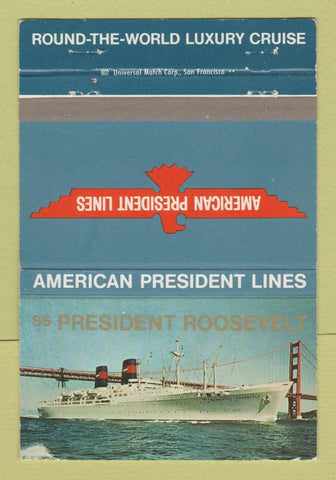 Matchbook Cover American President Cruise Line SS President Roosevelt 40 Strike