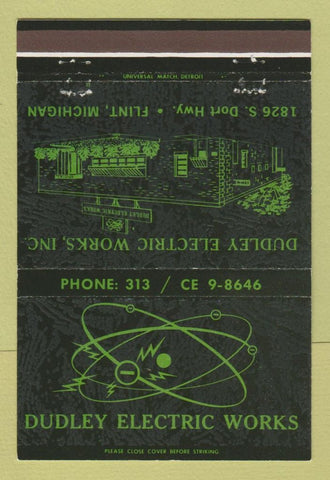 Matchbook Cover - Dudley Electric Works Flint MI 40 Strike