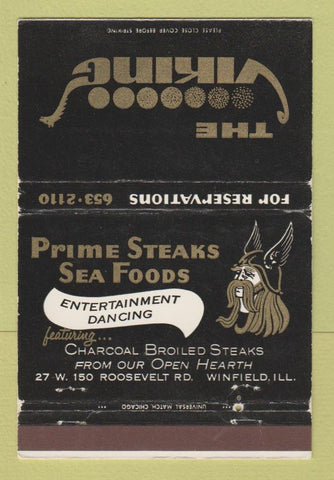 Matchbook Cover - The Viking Restaurant Winfield IL WEAR 40 Strike