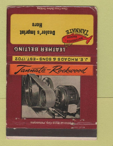 Matchbook Cover - Tannate Leather Belting JE Rhoads Philadelphia PA 40 Strike