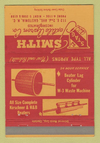Matchbook Cover - Smith Textile Apron Gastonia NC 40 Strike