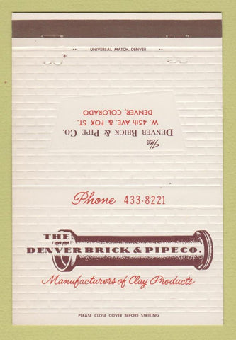 Matchbook Cover - Denver Brick and Pipe Denver Colorado 40 Strike