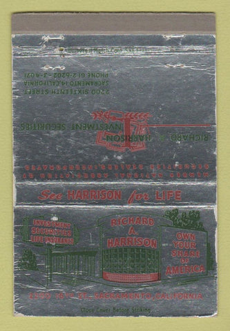 Matchbook Cover - Richard Harrison Investments Sacramento CA WEAR 40 Strike