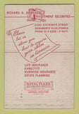 Matchbook Cover - Richard Harrison Investments Sacramento CA WEAR 40 Strike