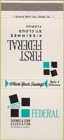 Matchbook Cover - First Federal Bank Kissimmee St Cloud FL 30 Strike