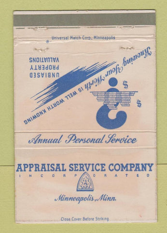 Matchbook Cover - Appraisal Service Company Minneapolis MN 40 Strike
