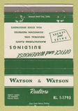 Matchbook Cover - Watson & Watson Real Estate Dallas TX WEAR 40 Strike