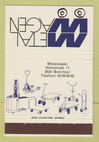 Matchbook Cover - Metal Wagen wagons Boechout Belgium 40 Strike
