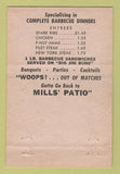 Matchbook Cover - Mills' Patio Santa Rosa CA BBQ RED WEAR 40 Strike
