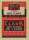 Matchbook Cover - Elmer Clark Real Estate Detroit MI 40 Strike
