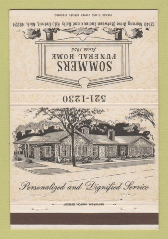 Matchbook Cover - Sommers Funeral Home Detroit MI 40 Strike