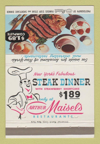 Matchbook Cover - Arthur Maisel's Restaurants New York City 40 Strike