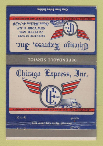 Matchbook Cover - Chicago Express Trucking New York City 40 Strike