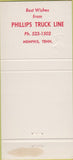 Matchbook Cover - Phillips Truck Line Memphis TN Christmas 30 Strike