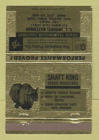 Matchbook Cover - American Pulley SL Woody Waterman West Chester PA 40 Strike