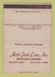 Matchbook Cover - Motor Tank Lines Trucking oil gas St Paul MN WORN 40 Strike