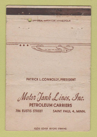 Matchbook Cover - Motor Tank Lines Trucking oil gas St Paul MN WORN 40 Strike