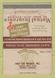 Matchbook Cover - Mutual Insurance Troy Nichols Monroe LA WEAR 40 Strike
