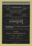Matchbook Cover - Indiana Insurance Flack Real Estate Princeton 40 Strike
