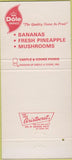 Matchbook Cover - Dole Castle  and  Cooke Foods banana pineapple 30 Strike