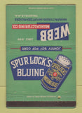 Matchbook Cover - Webb Manufacturing Washing Blue Trussville AL WEAR 40 Strike