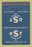 Matchbook Cover - OST Trucking Crane Service Ventura CA WEAR 40 Strike
