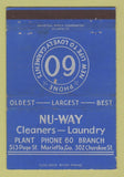 Matchbook Cover - Nu Way Cleaners Laundry Marietta GA 40 Strike