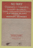 Matchbook Cover - Nu Way Cleaners Laundry Marietta GA 40 Strike