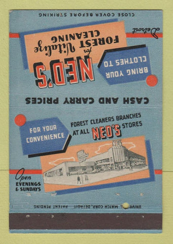 Matchbook Cover - Ned's Forest Vitalize Cleaning Detroit MI 40 Strike