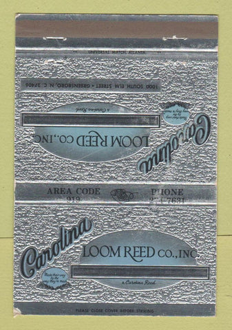 Matchbook Cover - Carolina Loom Reed Greensboro NC 40 Strike