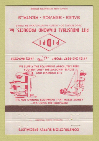 Matchbook Cover - Pitt Industrial Diamond Products North Huntingdon PA 40 Strike