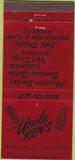 Matchbook Cover - Uncle Ken's Ice Cream Grill Willimantic CN 30 Strike