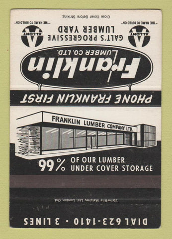 Matchbook Cover - Franklin Lumber Galt ON Lumber SAMPLE 40 Strike