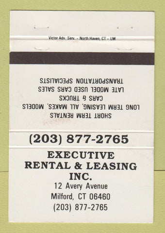 Matchbook Cover - Executive Rentals Leasing Milford CT 40 Strike