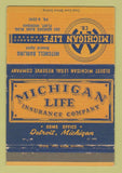 Matchbook Cover - Michigan Life Insurance Mitchell Darling Flint MI 40 Strike
