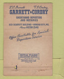 Matchbook Cover - Garrett Cordry Shorthand Reporters Kansas City MO 40 Strike