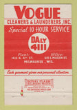 Matchbook Cover - Vogue Cleaners Laundry Milwaukee WI 40 Strike