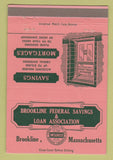 Matchbook Cover - Brookline Federal Savings Loan MA 40 Strike