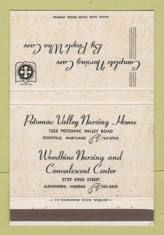 Matchbook Cover - Potomac Valley Nursing Home Rockville MD Alexandria 40 Strike