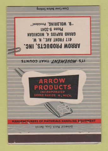Matchbook Cover - Arrow Products Materials Handling Grand Rapids MI 40 Strike