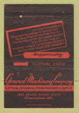 Matchbook Cover - General Machinery Company  Birmingham AL 40 Strike