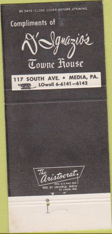 Matchbook Cover - D' Ignazio's Town House Restaurant Media PA 30 Strike